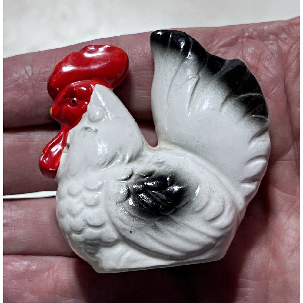 Vintage Japan Ceramic Rooster Shaker & Elephant Figurine 2pc Lot Miniatures